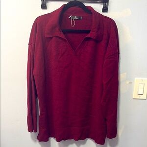 Maroon V neck collared sweater NWT size XL